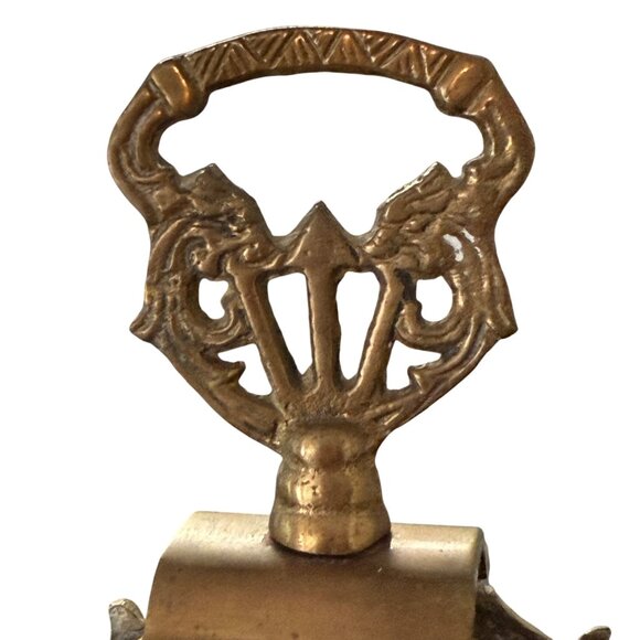 Vintage Brass Peacock Fireplace Screen Folding Fan Cameo Design Small Victorian - Picture 9 of 9